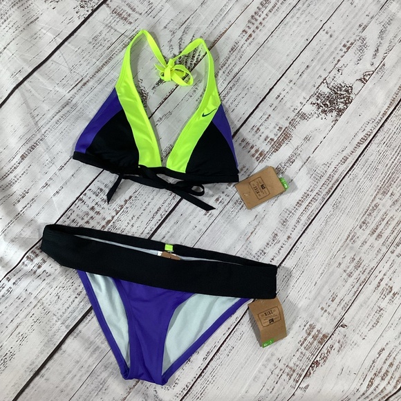 356. Nike Color Block Halter Bikini NWT Size L/XL  - Picture 1 of 3